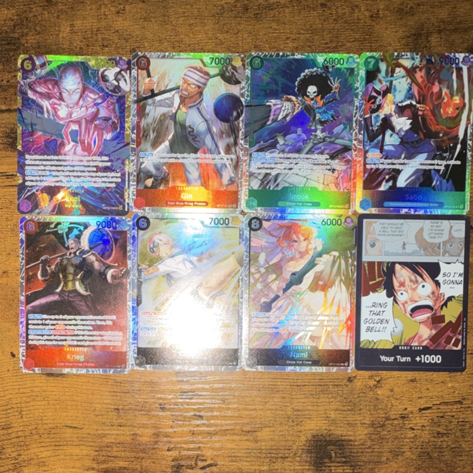Bandai One Piece Card Game ST01 8-Card Foil Lot English 2022 Enel Sabo