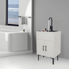 White Bathroom Vanity Cabinet Storage with Sink Combo with Drawers&Shelves