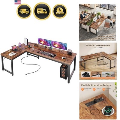 L Shaped Desk Computer Desk Gaming Desk Office Desk with Power Outlets USB-C