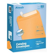 Aimoh 9 X 12 Self-Seal Brown Kraft Catalog Mailing 100 Count, Yellow 