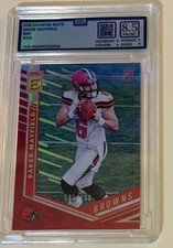 Baker Mayfield 2018 Elite Football Red Prizm Rookie Card # 153   /199. rookie card picture