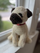 FAO Schwarz Pug Dog 11  Red Collar Brass Doggy Puppy Animal Plush Toy Realistic