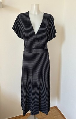 Esprit Kleid blau weiss Gr. M gestreift Viskose