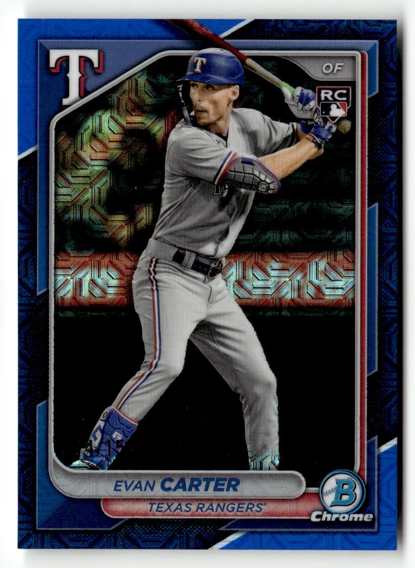 2024 Bowman Chrome #65 Evan Carter Blue Mojo #/150