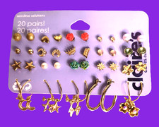 New Claire's 20 Pairs Earring Assortment for Pierced Ears Multicolor Studs Drop