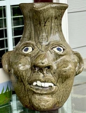 Signed Harold Hewell & Grace Nell Hewell Ugly Face 11” Tall Pitcher, 8-16-2002