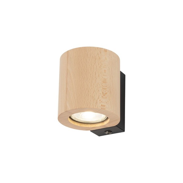 Downlight Wandlampe Wandleuchte Holz Metall GU10 H: 8,5 Cm Klein Schwarz Buche-image