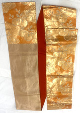 Japanese Vintage Kimono Fukuro Obi Silk Gold Traditional Embroidery 157 x11 in