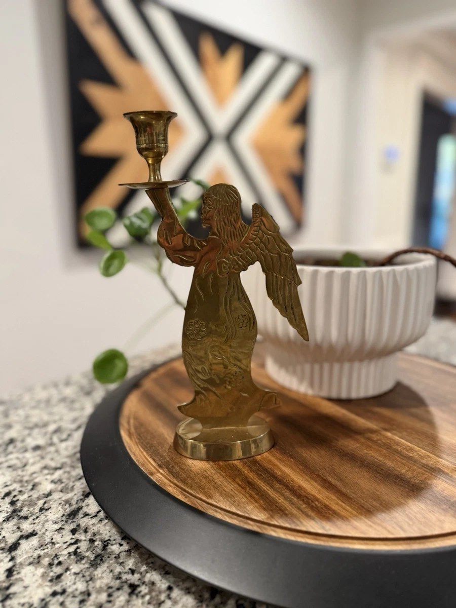 Vintage Brass Angel Candle Holder In Collectible Candles & Holders