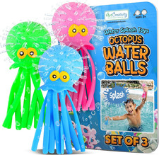 Octopus Water Balls (Pack of 3), Pool Toys for Toddlers 1-3, Sensory Stress Reli