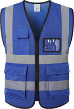 Hi Vis Reflective Safety Vest for Men Women with Chest Pocket Mesh High Blue