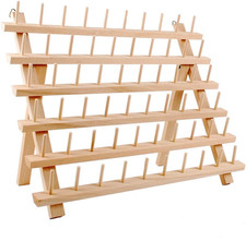 60-Spools Wooden Thread Holder Sewing and Embroidery Thread Rack and Organizer T