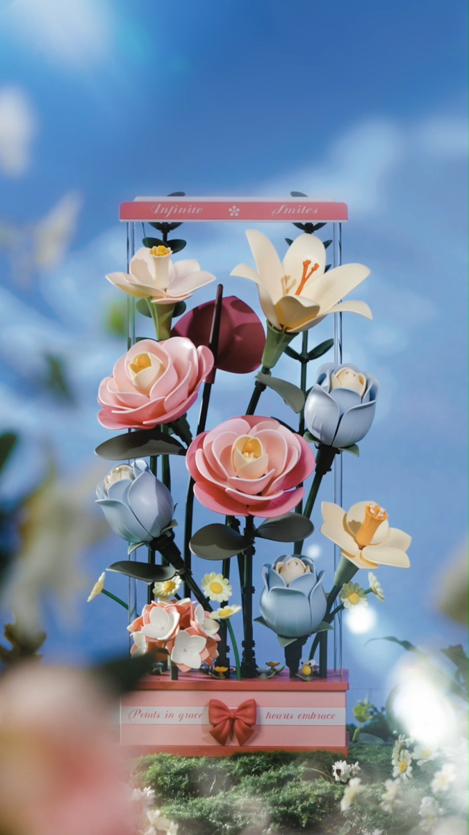 ROKR 3D Puzzle Blooming Bouquet Decorative Artificial Flower Model