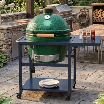 Big Green Egg Table for XL BGE with Locking Casters, Grill Stand w/ Side Table