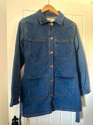 Threadbare Blue Denim Button Front Jacket Collared Pockets Long Sleeve Size 12