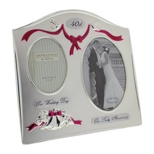 Juliana Photo Frame 2 Tone Silver Plated 40th Anniversary Ruby FS55040