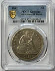 1842 SEATED LIBERTY SILVER HALF DOLLAR  PCGS  XF DETAIL FILED RIMS