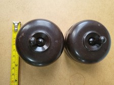 2 Vintage Britmac Toggle Light Switches, Ceramic Base 2.7/8" Bakelite Covers,