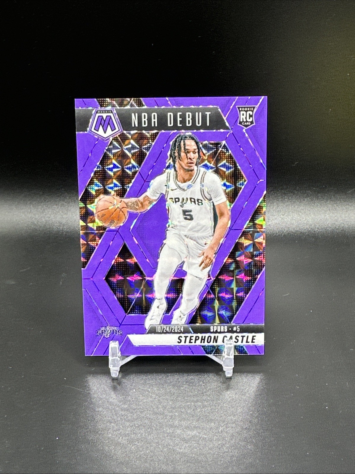 2024-25 Mosaic NBA Debut Fluorescent Purple Prizm /249 Stephon Castle Rookie RC