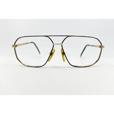 Terri Brogan Eyeglass Frames Mens Gold Black Aviator Vintage 60-11-135