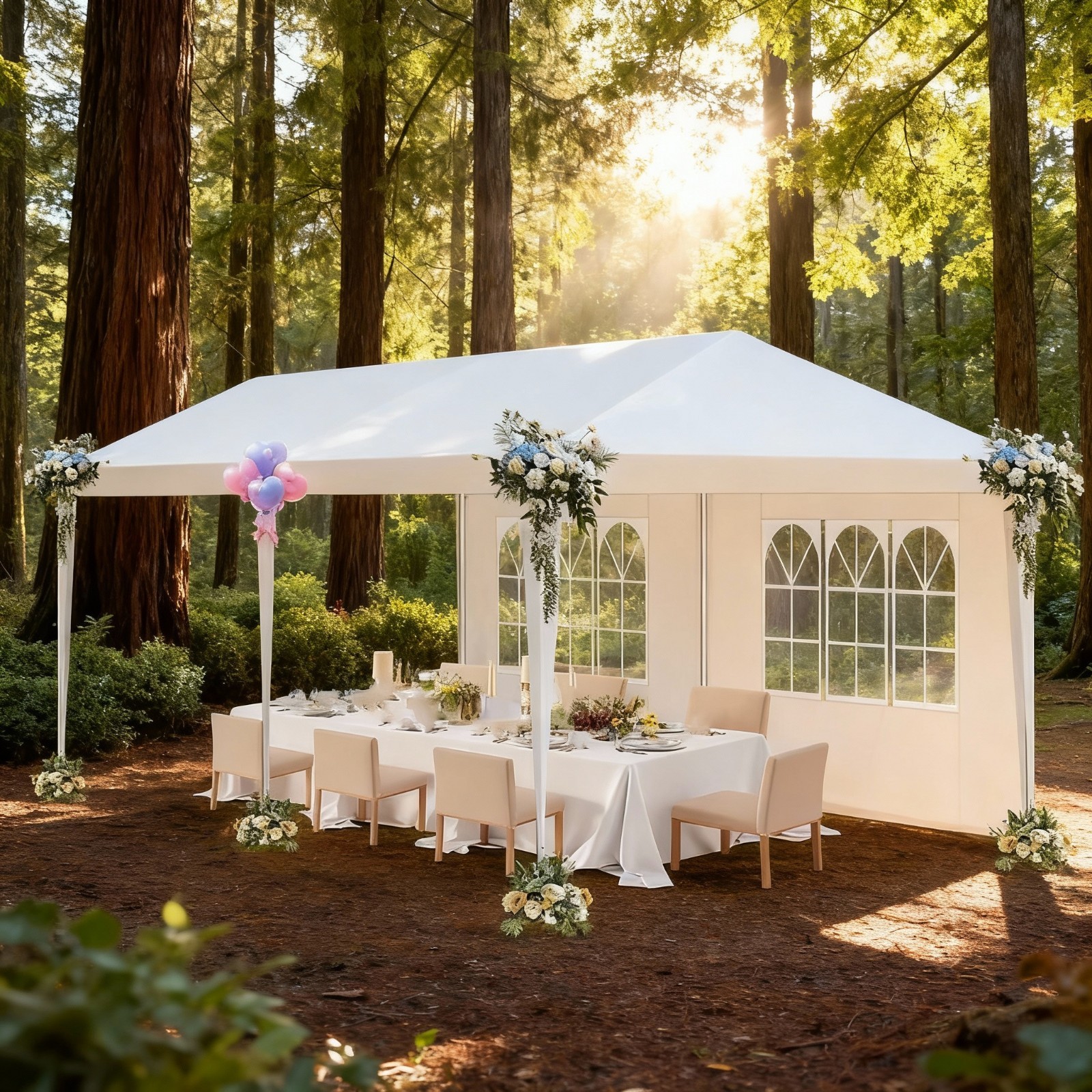 White Gazebo With 6 Sidewalls