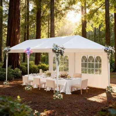 10x20ft Party Tent Waterproof Outdoor Event Canopy White Gazebo with 6 Sidewalls