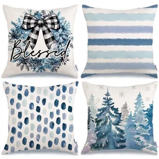 Set of 4 Christmas Throw Pillow Covers 20x20 Inch Decorative Cushion Cases