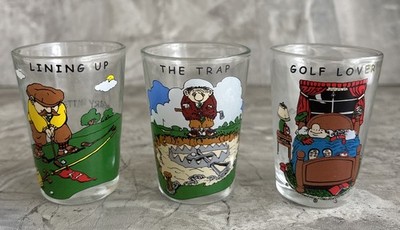 GARY PATTERSON GOLF SHOT GLASS COLLECTION ~ TRAP, LINING UP, GOLF LOVER