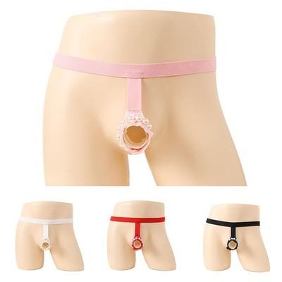 Transparente Spitze G String Tangas Herren Reizwäsche Perlen Jockstrap Weiß M XL