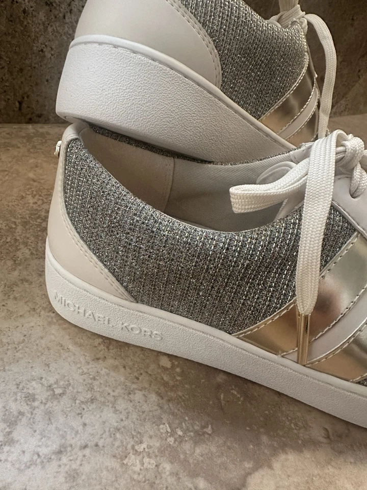 MICHAEL KORS IRVING 条纹系带运动鞋 PALE GOLD GLITTER MESH 尺码 6 — 第 2/4 张图片