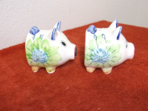 AGITADORES DE SAL Y PIMIENTA DE CERÁMICA VINTAGE "MR. & MRS. PIGGY" hechos en JAPAM - Imagen 2 de 7