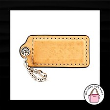 2.25" Medium COACH Saddle Brown LEATHER Nickel Fob Bag Charm Keychain Hang Tag
