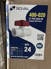 2” Ball Valves PVC Compact Ball, 2", white, Slip By Slip . 24-pack