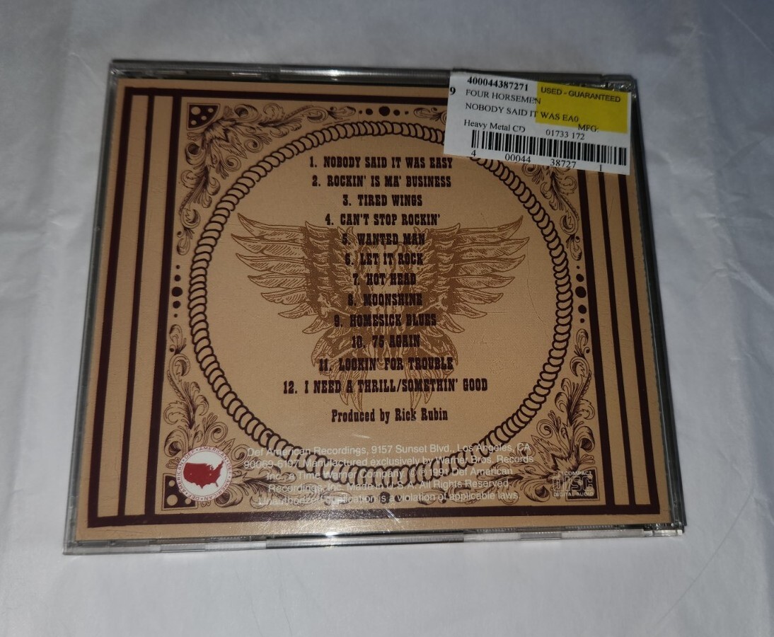 FOUR HORSEMEN cd NOBODY SAID IT WAS EASY frank starr haggis rick
