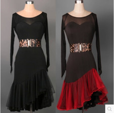 2022 women's dress mesh long sleeve Latin dance performance costume