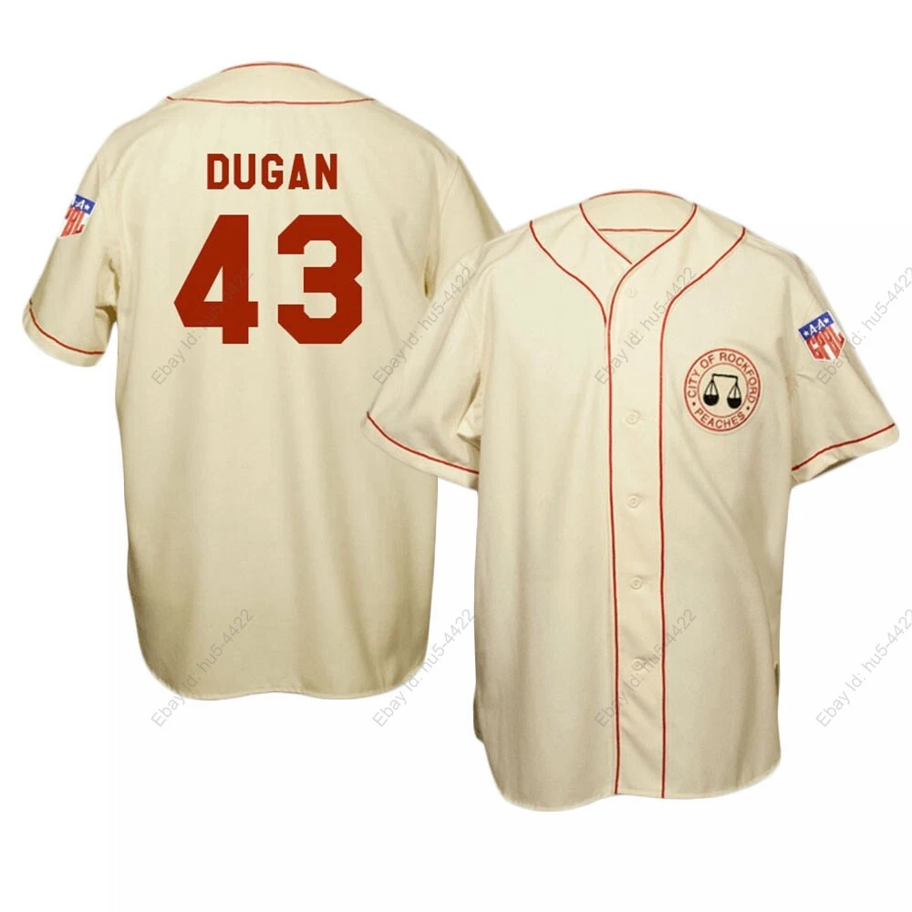 Custom Jimmy Dugan #43 Rockford Peaches Baseball Jersey Sewn Name