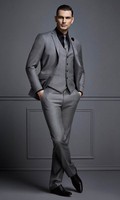 Herren Grau Designer Hochzeit BräUtigam Smoking Freizeit Anzug (Jacke + Weste +