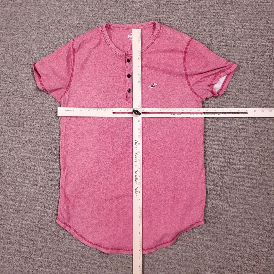 Camisa Hollister Para Hombre Roja Mediana Henley Camiseta Horizontal Pin Rayas Ropa de Playa Foto 4 de 4