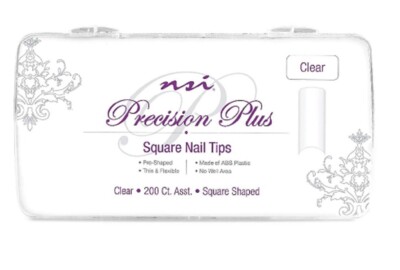 nsi Precision Plus Square Nail Tips 200 Ct (Clear)