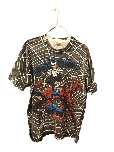 T-shirt vintage années 90 Marvel taille XL images de bande dessinée Mega AOP carnage Spiderman Venom - Photo 1/13