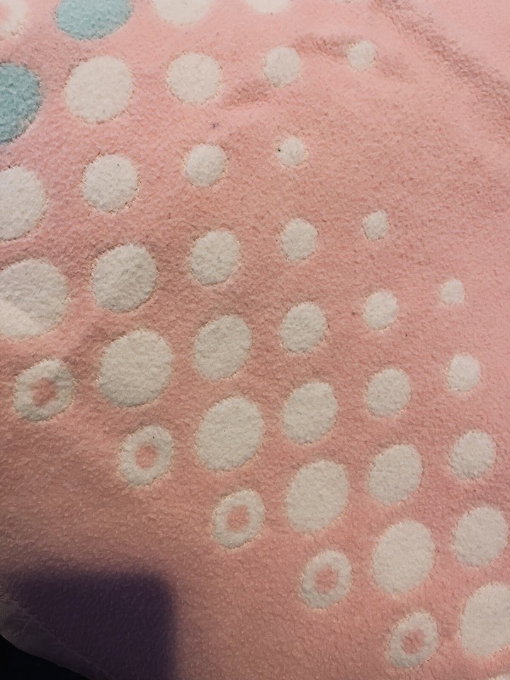 Vintage Reversable Pink Baby Blanket Satin Trim 41x34” Circles Theme Soft eBay