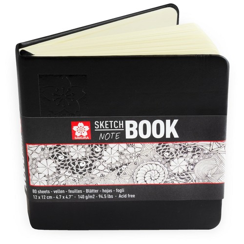 Sakura Sketch Hardback Notebook 80 Ivory Sheets 140gsm 12 x 12cm Black