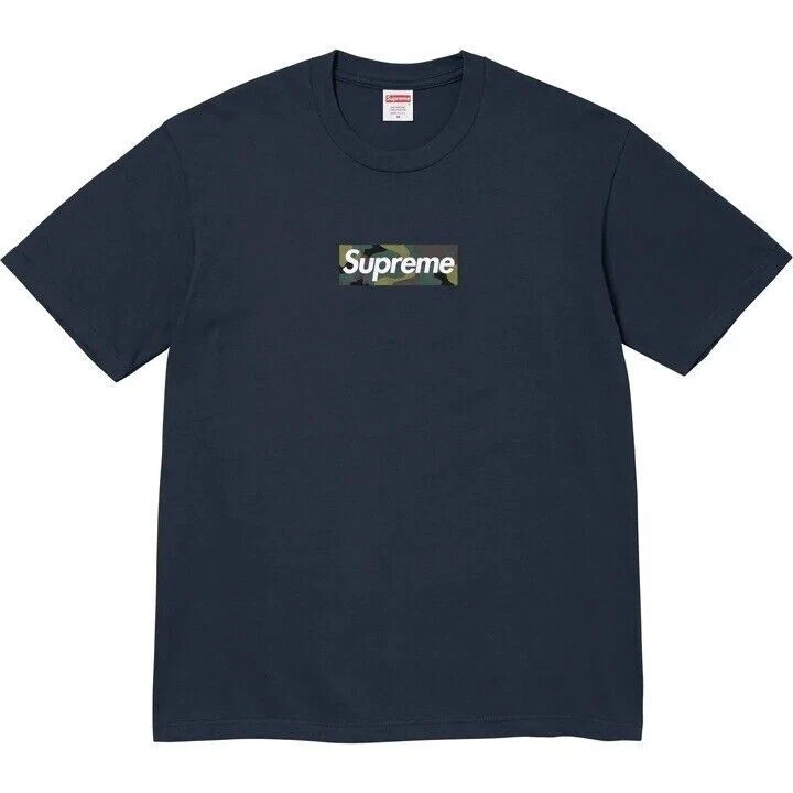 Tee shirt Supreme Camo Box Logo bleu marine FW23 homme taille L SUR LA MAIN