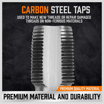 1-1/2" NPT Pipe Tap Set - Carbon Steel Tap For Cleaning/Re-threading Pipe Threads With Case