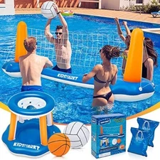 POOL VOLLEYBALL SET Basketball Hoop with 2 Balls Weight Bags KIDSMARKT