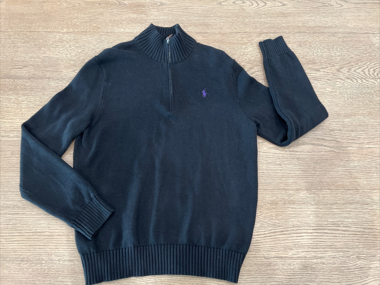 Felpa pullover Polo Ralph Lauren da uomo nero medio quarto cerniera pony