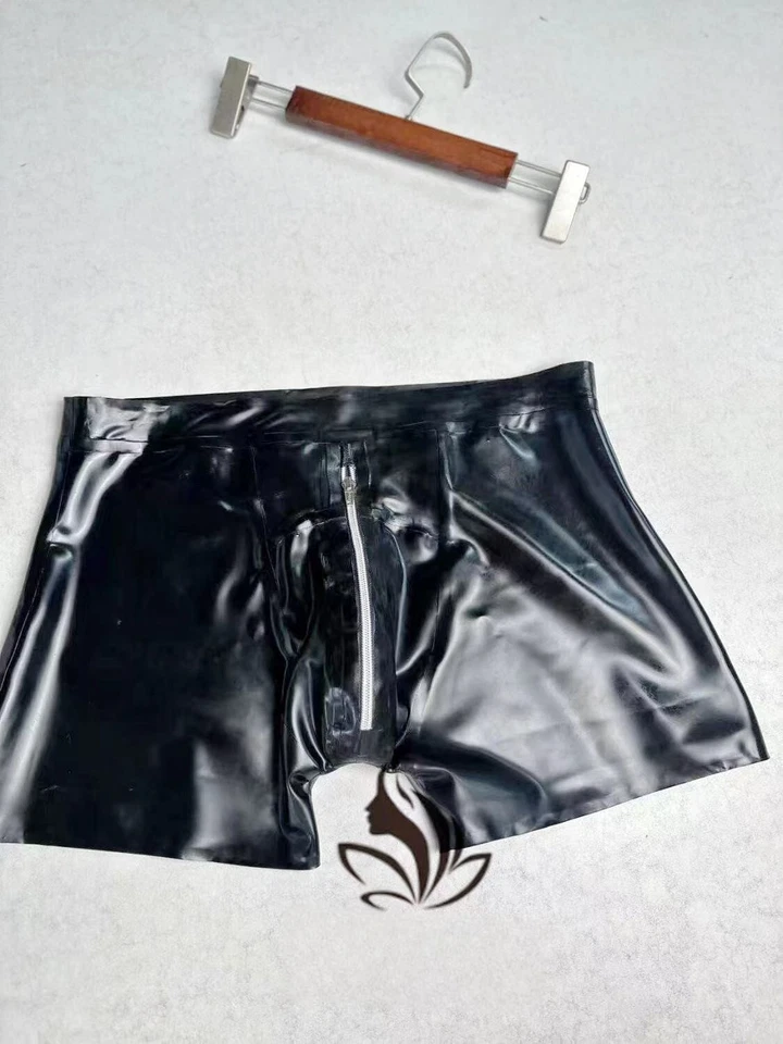 Mens Latex Gummi Shorts with Zipper Rubber Boxer Underwear Club wear BDSM 0.4mm - Image 2 of 4