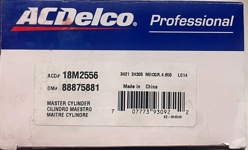 Cilindro maestro de freno ACDelco 18M2556 para 09-11 Buick Lucerna ^ Foto 2 de 2