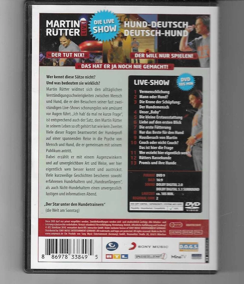 Martin Rütter, Live: Hund-Deutsch/Deutsch-Hund | DVD - Bild 2 von 2