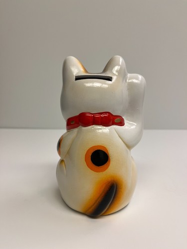 Nuevo Japonés Bienvenida Feliz Mano Derecha Maneki Neko Gato/6" Alto/Banco de Monedas - Imagen 3 de 5